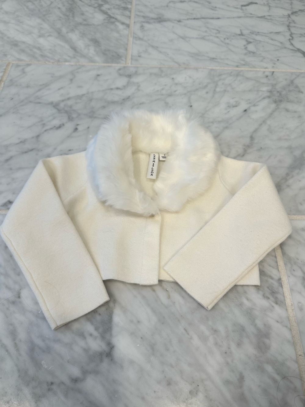 Baby Cream Faux Fur Collar Cropped Jacket